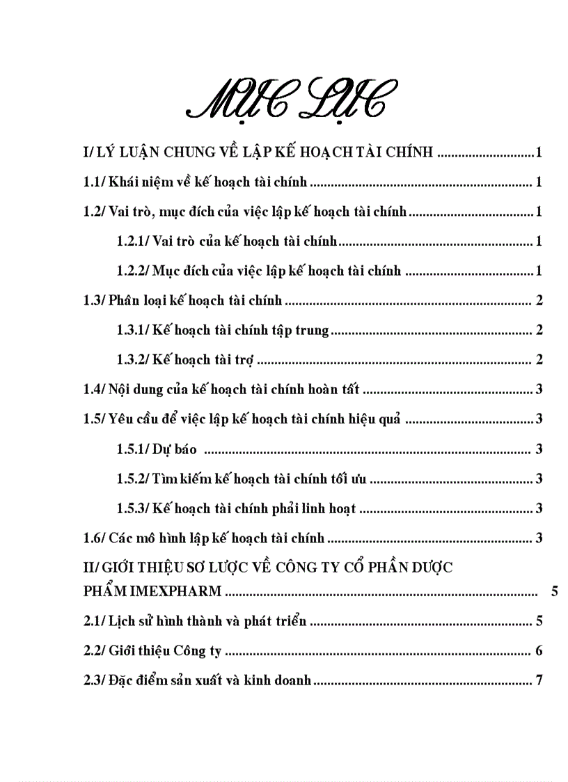 image for page Lập kế hoạch tài chính dài hạn cho công ty cổ phần dược phẩm imexpharm vào năm 2008