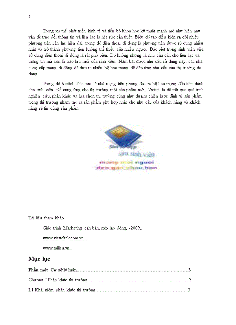 image for page Phân khúc thị trường lựa chọn thị trường mục tiêu định vị trong thị trường của bộ hòa mạng Student Sim Tôi là sinh viên của Viettel Telecom