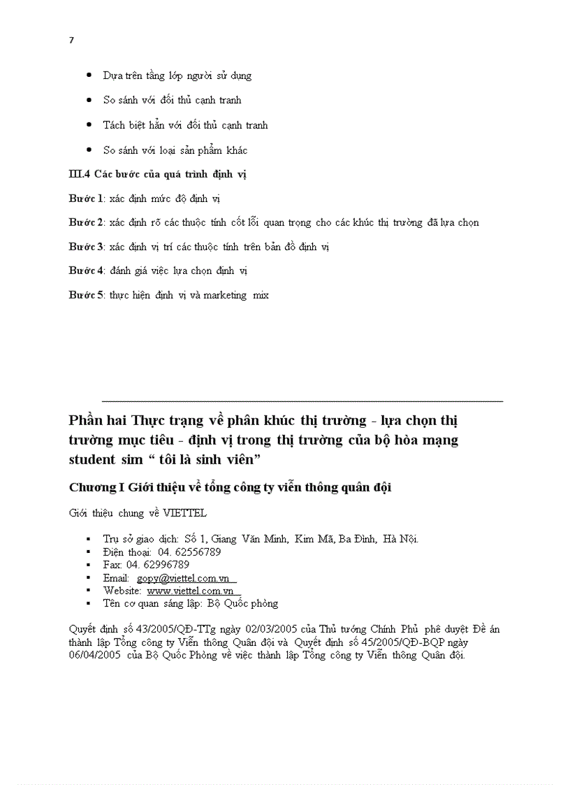 image for page Phân khúc thị trường lựa chọn thị trường mục tiêu định vị trong thị trường của bộ hòa mạng Student Sim Tôi là sinh viên của Viettel Telecom