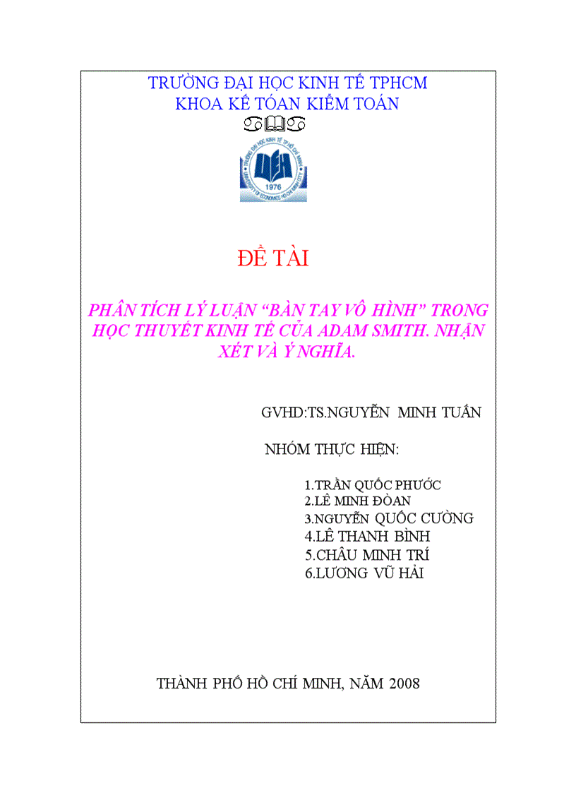 image for page Phân tích lý luận bàn tay vô hình trong học thuyết kinh tế của adam smith nhận xét và ý nghĩa