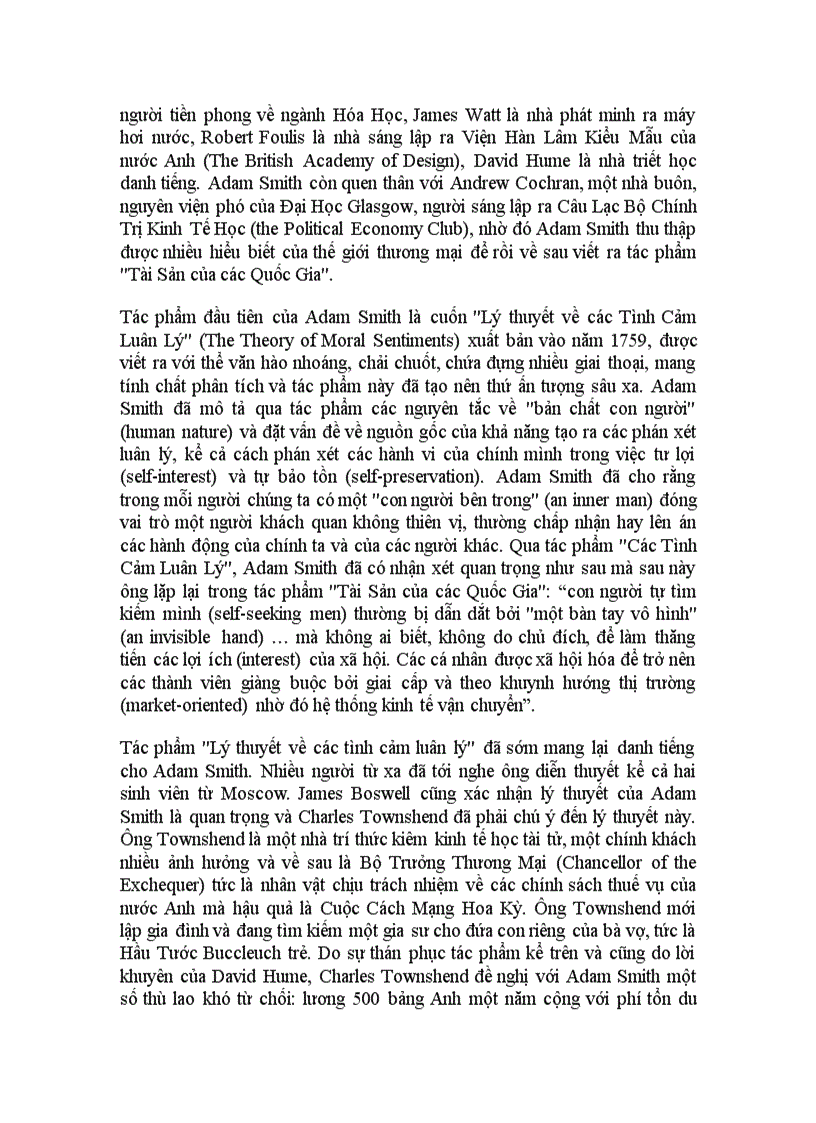 Phân tích lý luận bàn tay vô hình trong học thuyết kinh tế của adam smith nhận xét và ý nghĩa