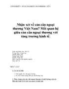 Mối quan hệ giữa cán cân ngoại thương với tăng trưởng kinh tế