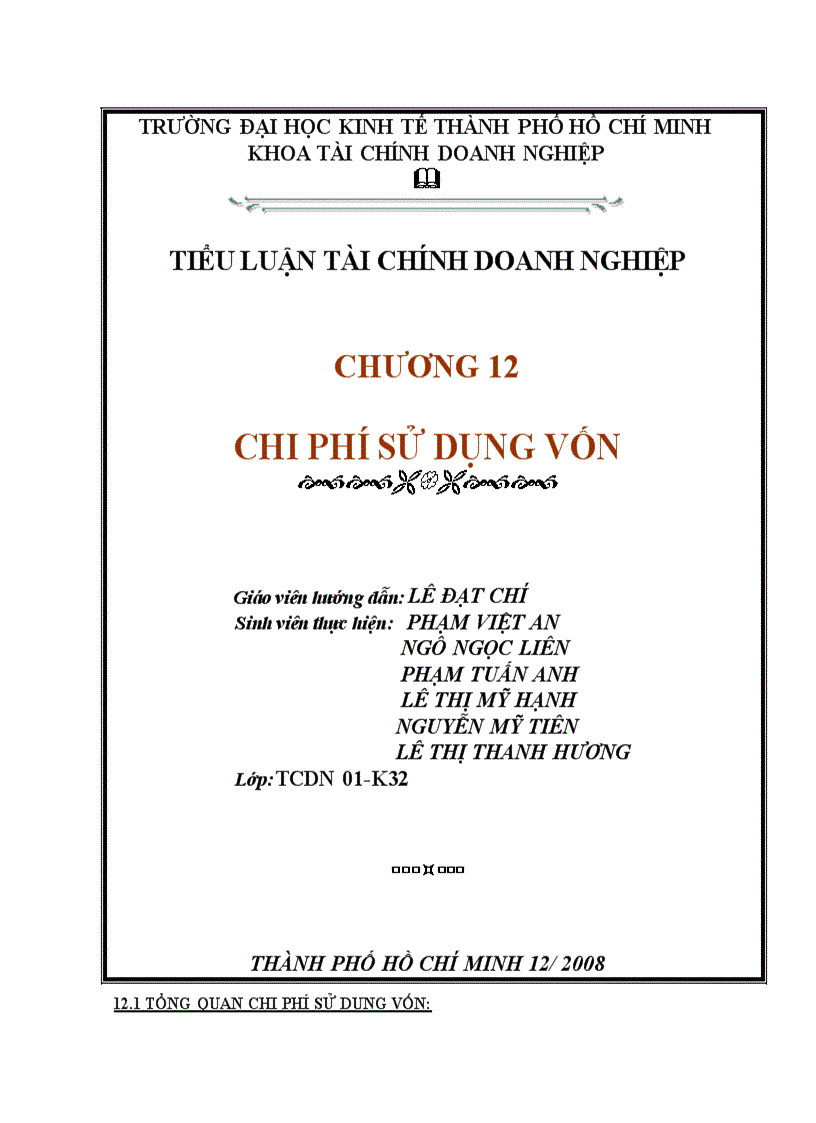 image for page Chi phí sử dụng vốn