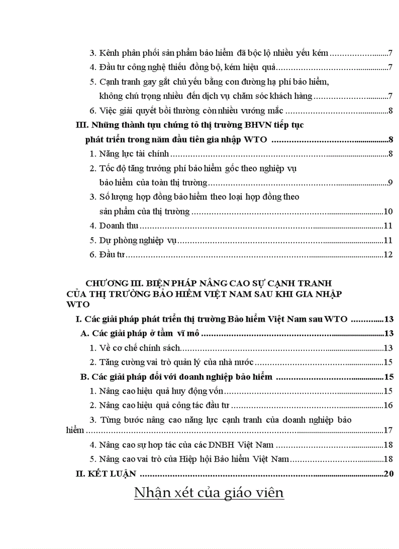 Thực trạng và giải pháp của nghành bảo hiểm việt nam sau gia nhậP WTO