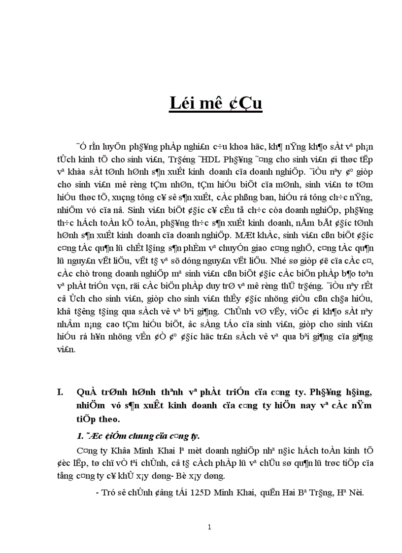 Thực trạng tình hình sản xuất kinh doanh về chất lượng sản phẩm của Công ty khóa Minh Khai trong một số năm gần đây