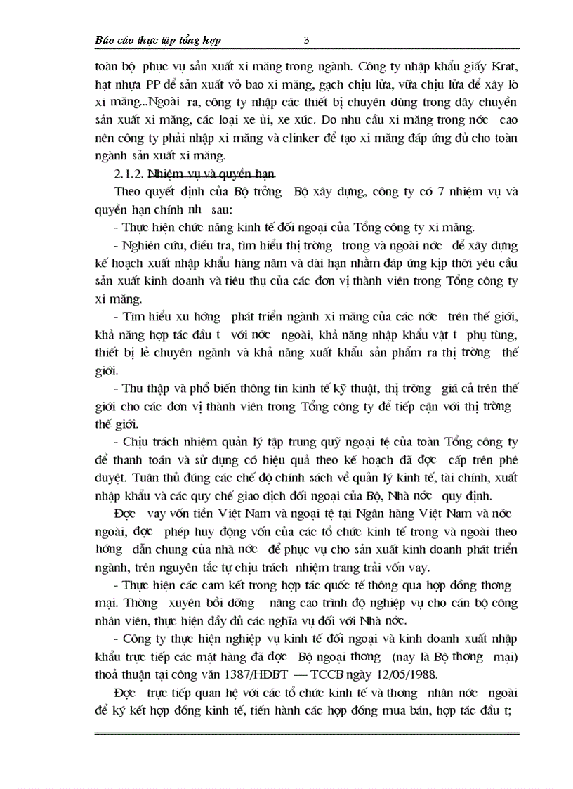 image for page Báo cáo tổng hợp về Công ty xuất nhập khẩu xi măng