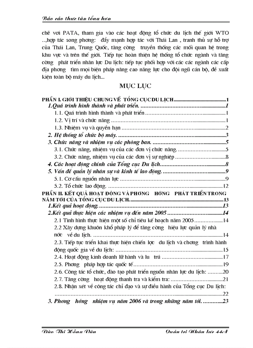 image for page Báo cáo tổng hợp về Tổng cục Du lịch