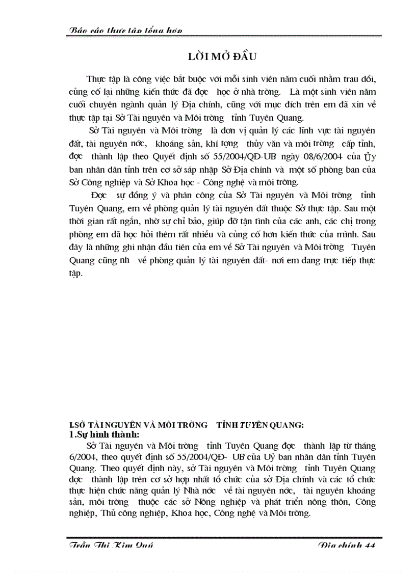 image for page Báo cáo thực tập tổng hợp tại tại Sở Tài nguyên và Môi trường tỉnh Tuyên Quang