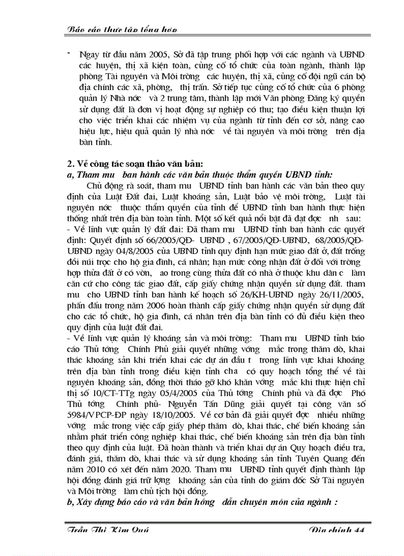 image for page Báo cáo thực tập tổng hợp tại tại Sở Tài nguyên và Môi trường tỉnh Tuyên Quang