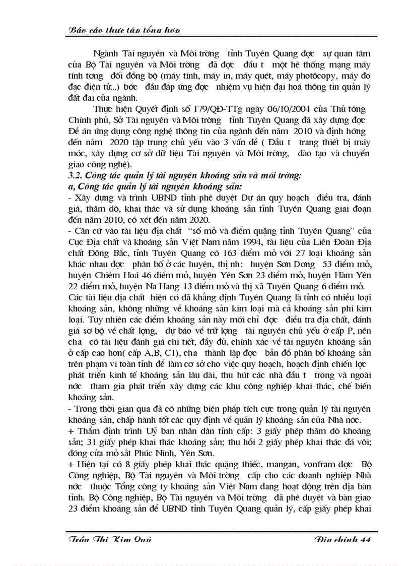 image for page Báo cáo thực tập tổng hợp tại tại Sở Tài nguyên và Môi trường tỉnh Tuyên Quang