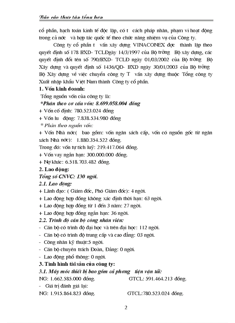 image for page Báo cáo thực tập tổng hợp tại Công ty Cổ phần Tư vấn Xây dựng VINACONEX
