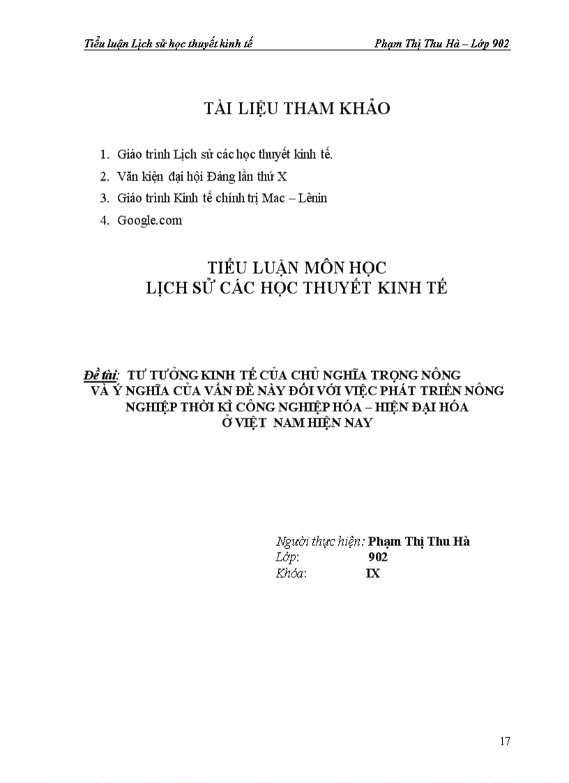image for page Tư tưởng kinh tế của chủ nghĩa trọng nông và ý nghĩa của vấn đề này đối với việc phát triển nông nghiệp thời kì CNH HĐH ở Việt Nam hiện nay 1