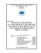 Đánh giá ảnh hưởng của qui hoạch vùng đối với giá trị của bất động sản ở vùng kinh tế trọng điểm Đông Nam Bộ