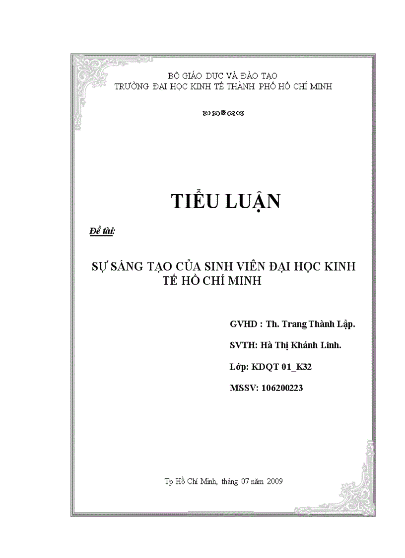 Sự sáng tạo của sinh viên Đại học kinh tế Hồ Chí Minh