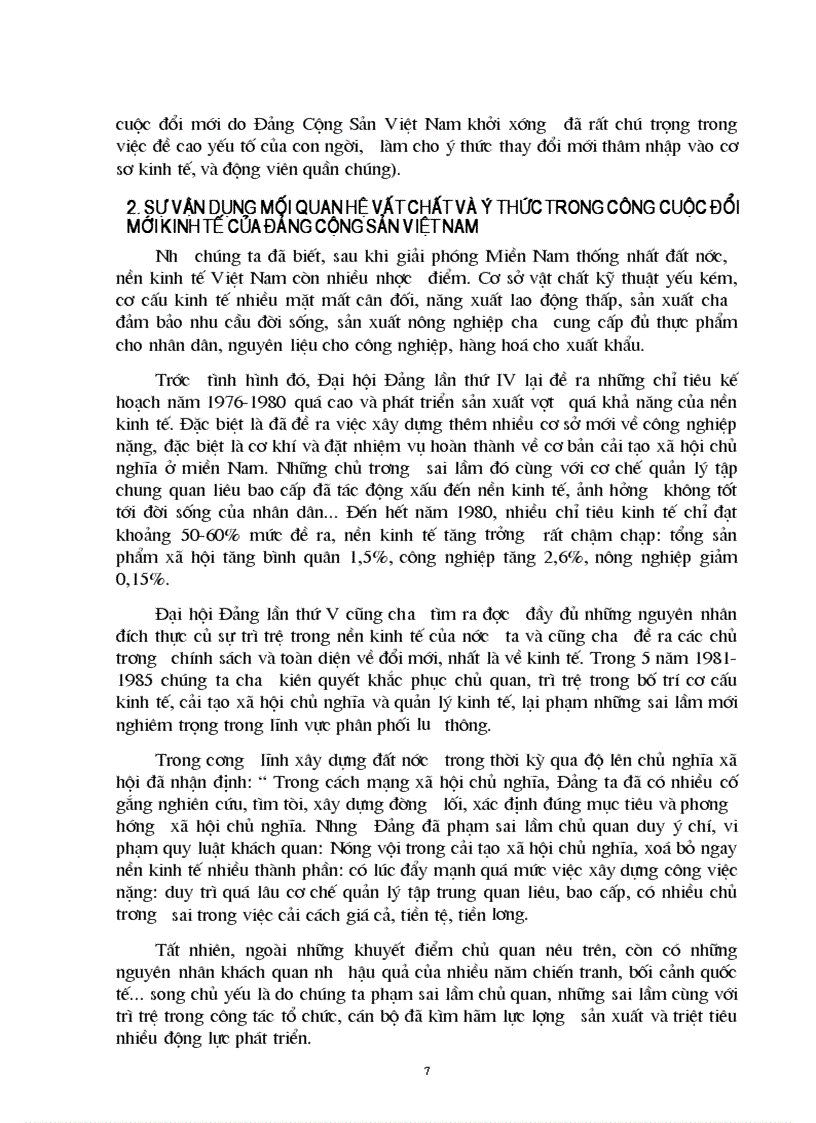 image for page Mối quan hệ biện chứng giữa vật chất ý thức và sự vận dụng của Đảng cộng sản Việt Nam trong công cuộc đổi mới kinh tế 1