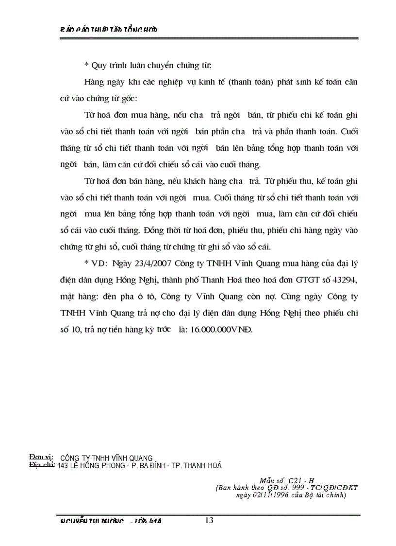 image for page Tổ chức kinh doanh quản lý hình thức kế toán và tổ chức bộ máy kế toán của công ty TNHH Vĩnh Quang