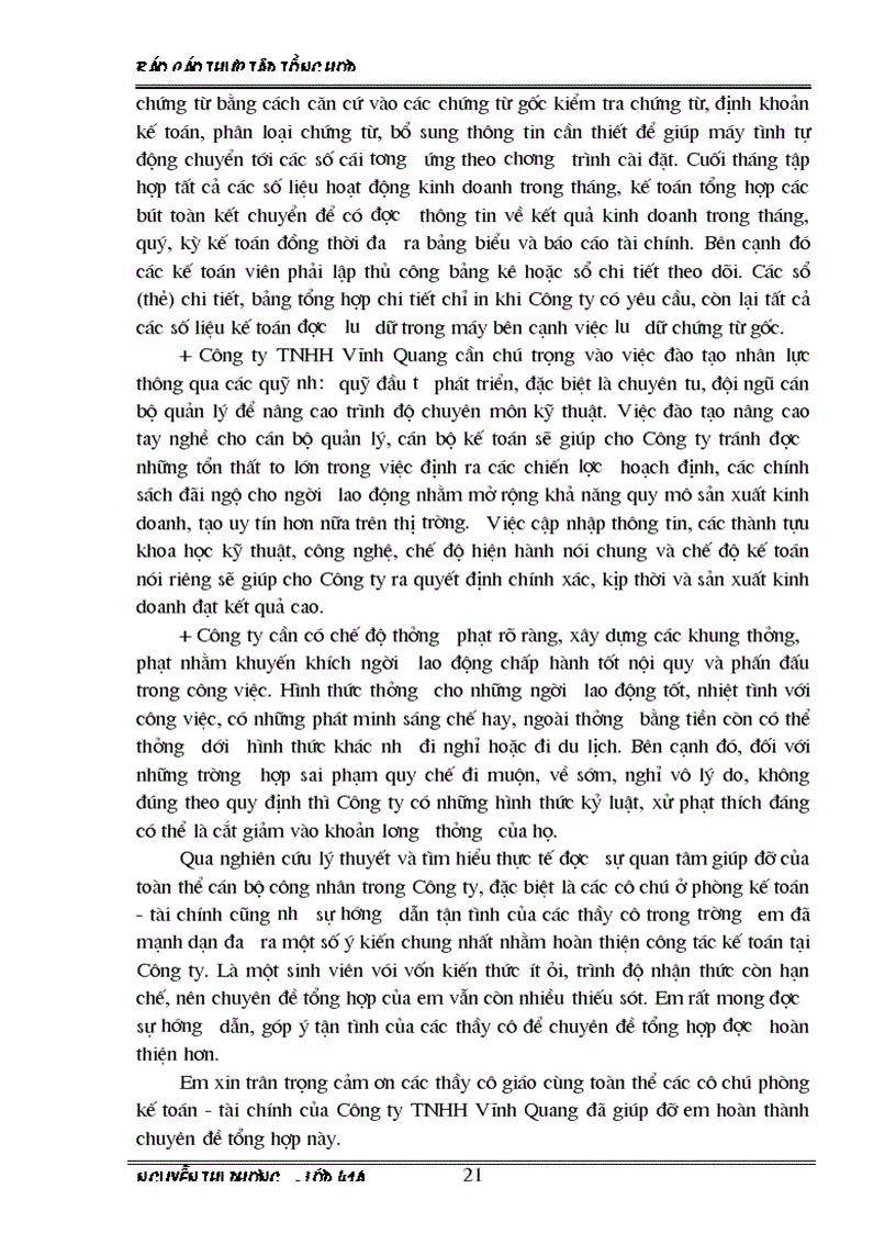 image for page Tổ chức kinh doanh quản lý hình thức kế toán và tổ chức bộ máy kế toán của công ty TNHH Vĩnh Quang