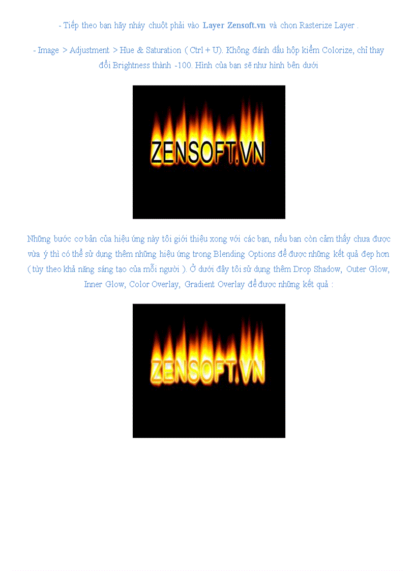 Photoshop chữ cháy chữ lửa