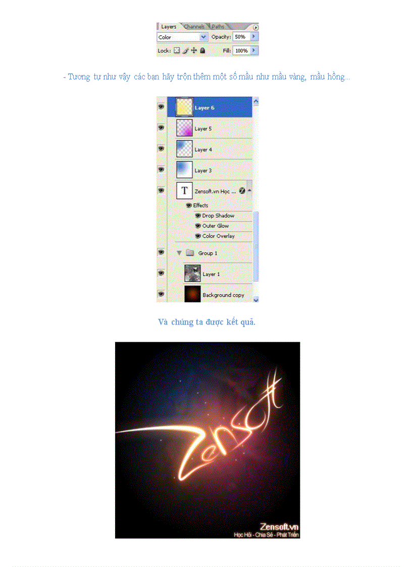 image for page Photoshop chữ sáng rực rỡ