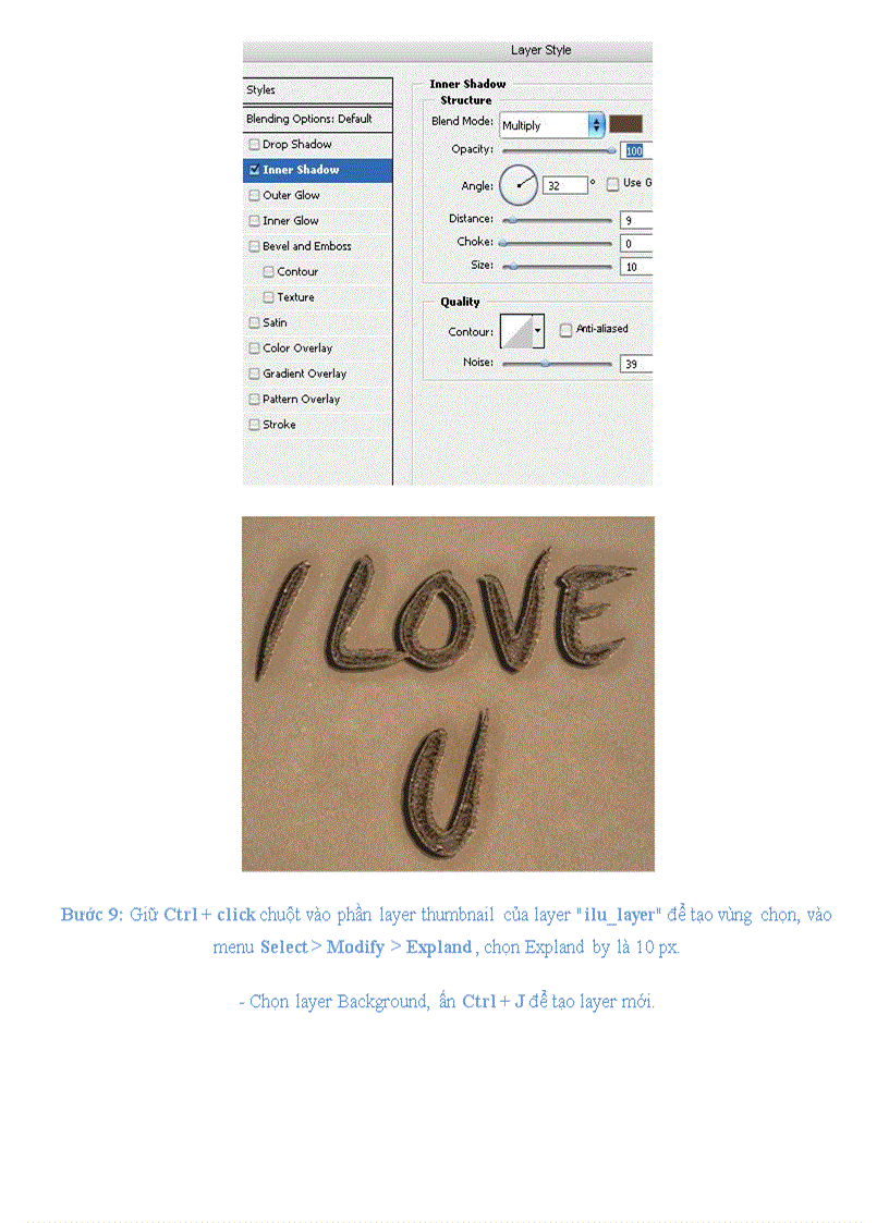 image for page Photoshop chữ trên cát