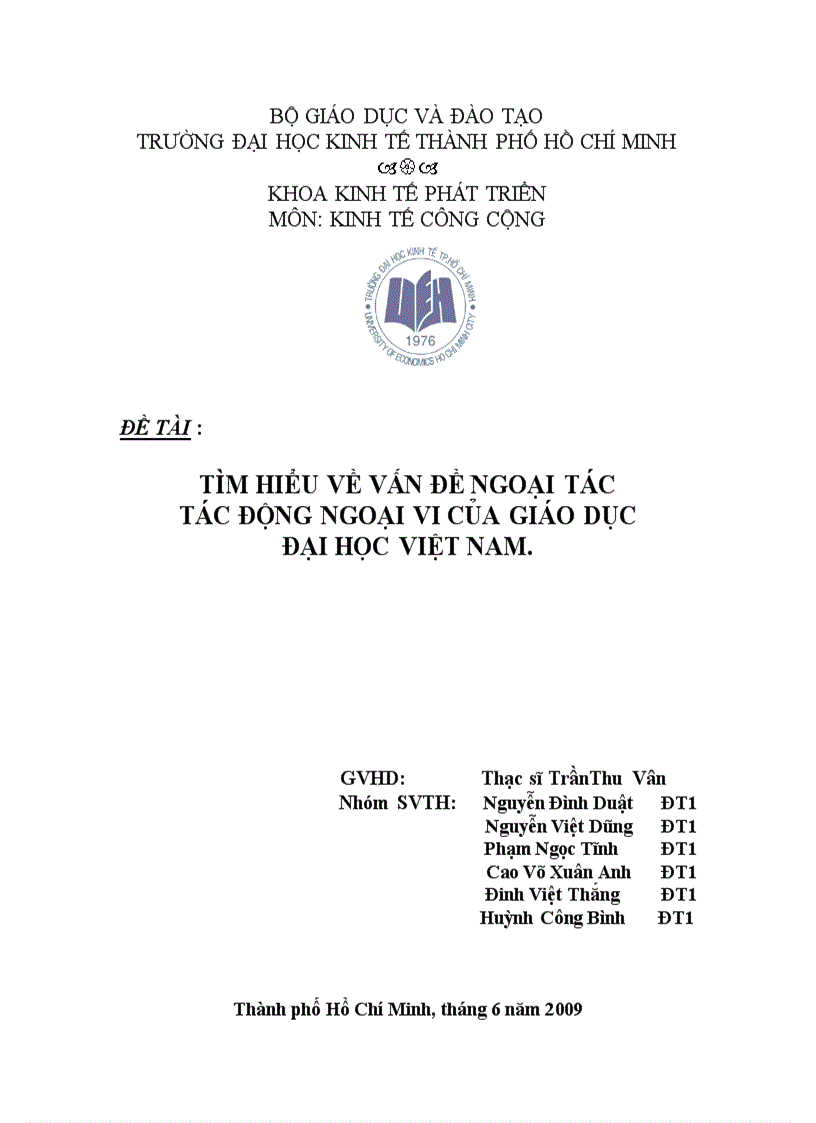 image for page Tìm hiểu về vấn đề ngoại tác tác động ngoại vi của giáo dục đại học Việt Nam