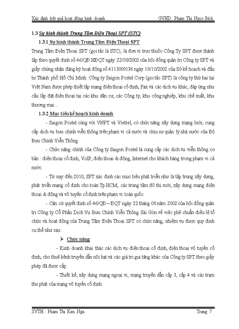 image for page Kế toán xác định kết quả kinh doanh tại công ty cổ phần dịch vụ bưu chính viễn thông sài gòn trung tâm điện thoại spt stc
