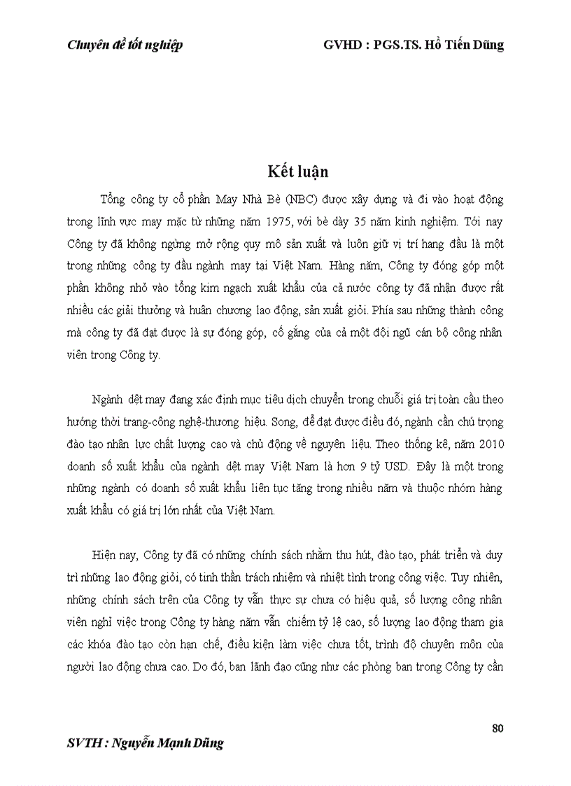 image for page Một số giải pháp hoàn thiện quản trị nguồn nhân lực tại công ty cổ phần may Nhà Bè 1