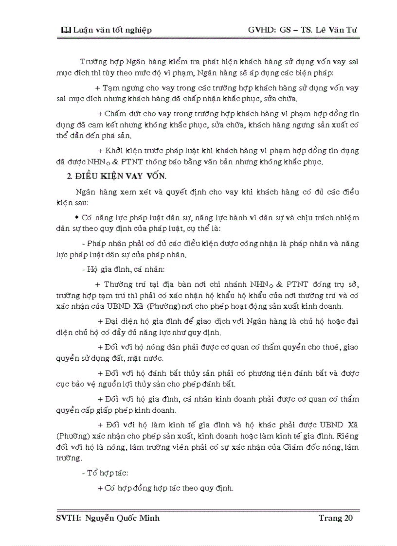 image for page Rủi ro và một số biện pháp phòng ngừa rủi ro trong hoạt động tín dụng NHNO PTNT Bình Chánh