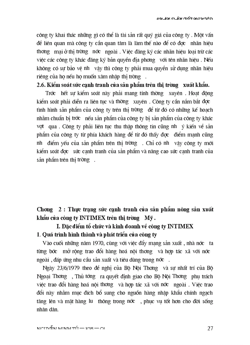 image for page Thực trạng sức cạnh tranh của sản phẩm nông sản của công ty INTIMEX trên thị trường Mỹ