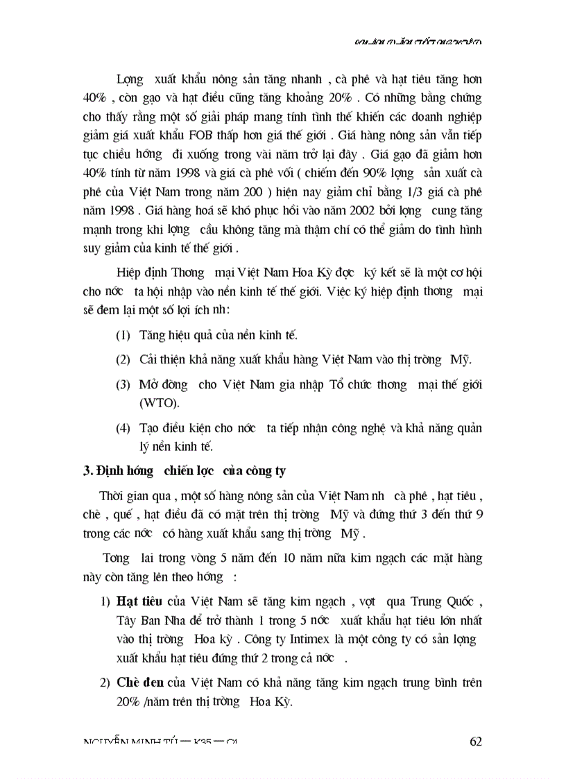 image for page Thực trạng sức cạnh tranh của sản phẩm nông sản của công ty INTIMEX trên thị trường Mỹ