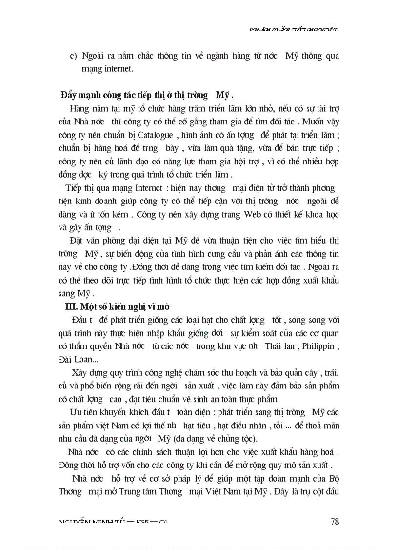 image for page Thực trạng sức cạnh tranh của sản phẩm nông sản của công ty INTIMEX trên thị trường Mỹ