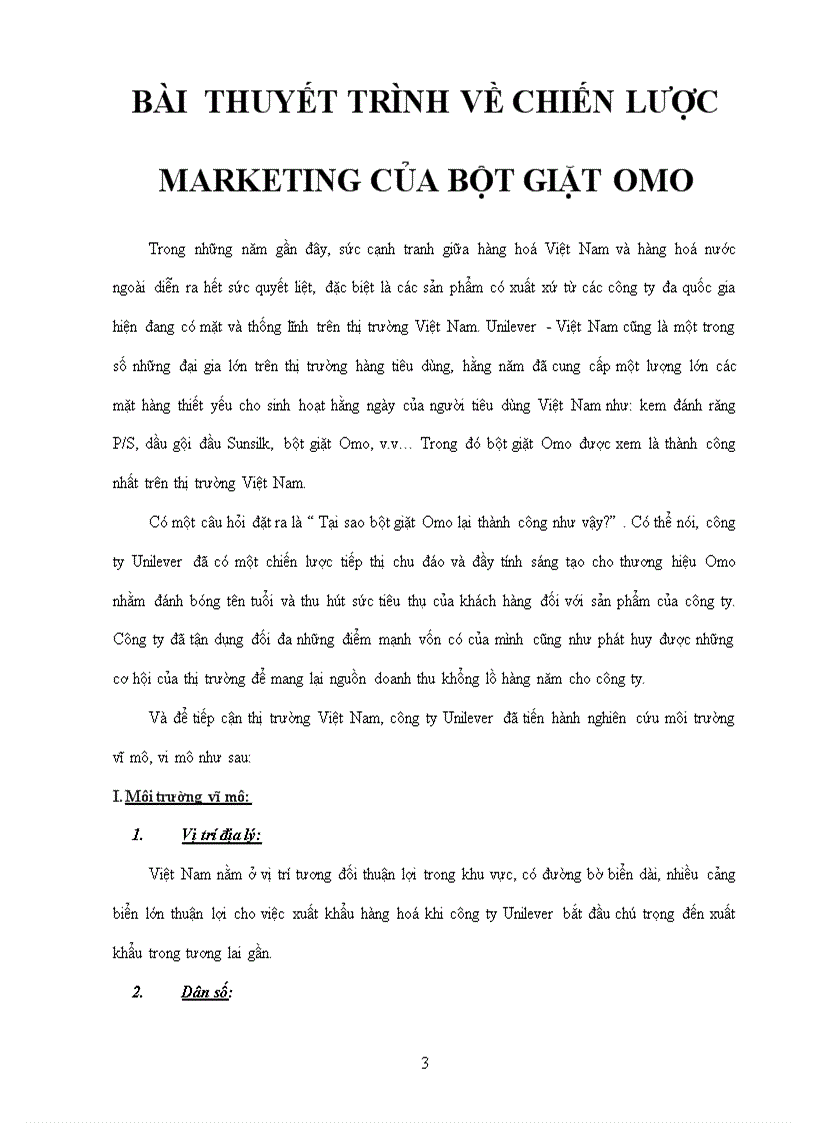Phân tích chiến lược Marketing của bột giặt OMO 1
