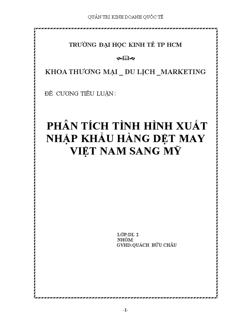 Phân tích tình hình xuất nhập khẩu hàng dệt may Việt Nam sang Mỹ