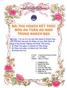 Bài thu hoạch kết thúc môn an toàn an ninh trong khách sạn