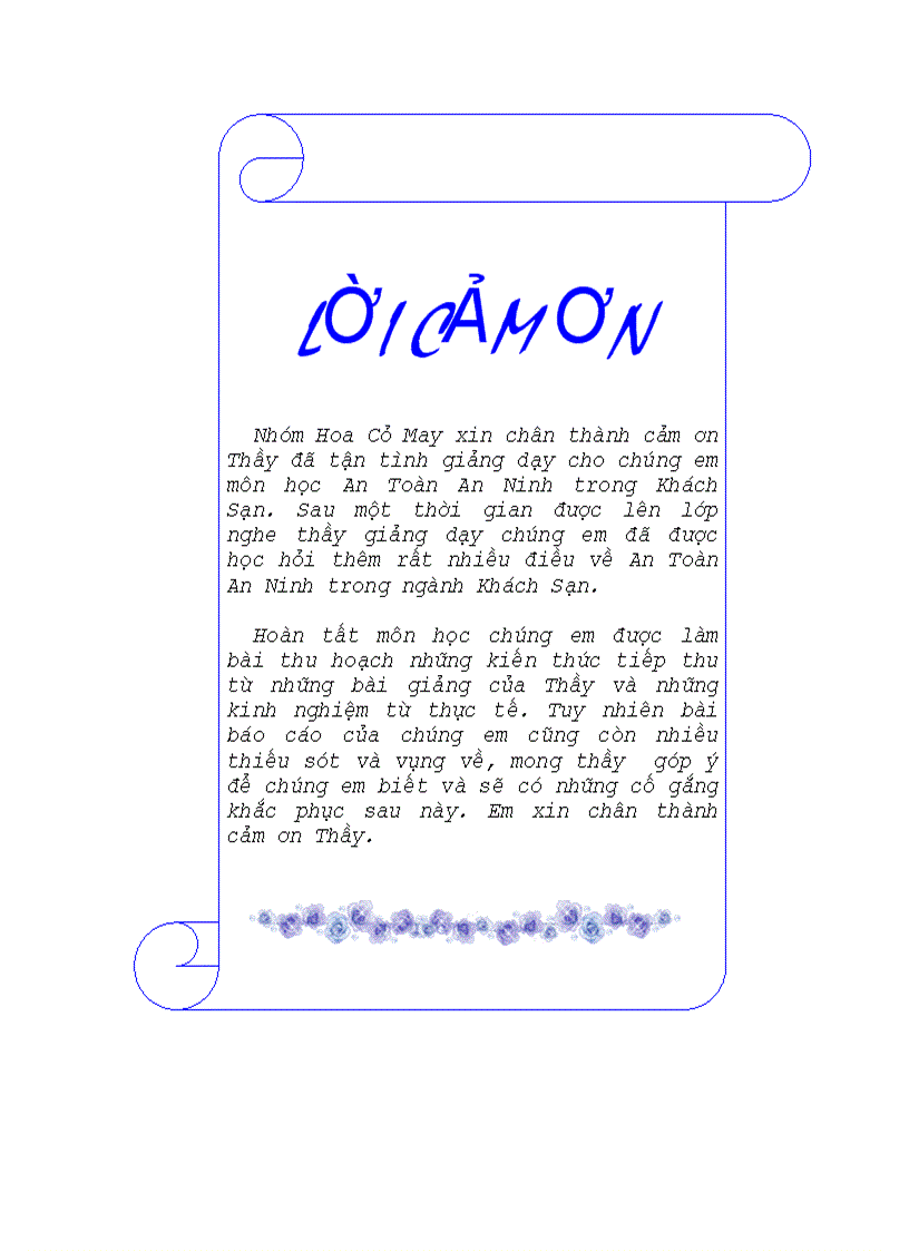 image for page Bài thu hoạch kết thúc môn an toàn an ninh trong khách sạn