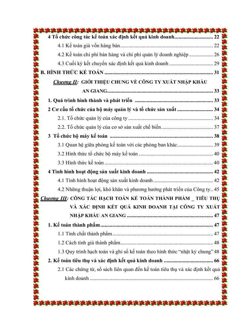 Phân tích công tác hạch toán kế toán thành phẩm tiêu thụ và xác định kế t quả kinh doanh tại công ty xuất nhập khẩu AN GIANG