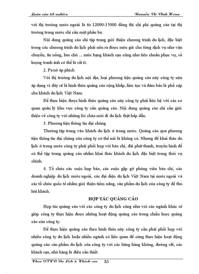 image for page Áp dụng Makerting Mix trong hoạt động kinh doanh lữ hành tại Công ty Điều hành Hướng dẫn du lịch Vinatour 1