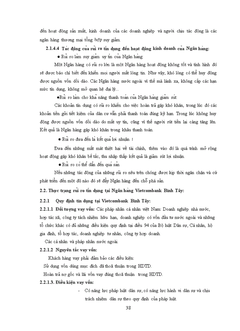 image for page Rủi ro tín dụng giải pháp phòng ngừa hạn chế rủi ro trong hoạt động tín dụng tại tại ngân hàng TMCP Ngoại Thương Việt Nam Chi Nhánh BìnhTây