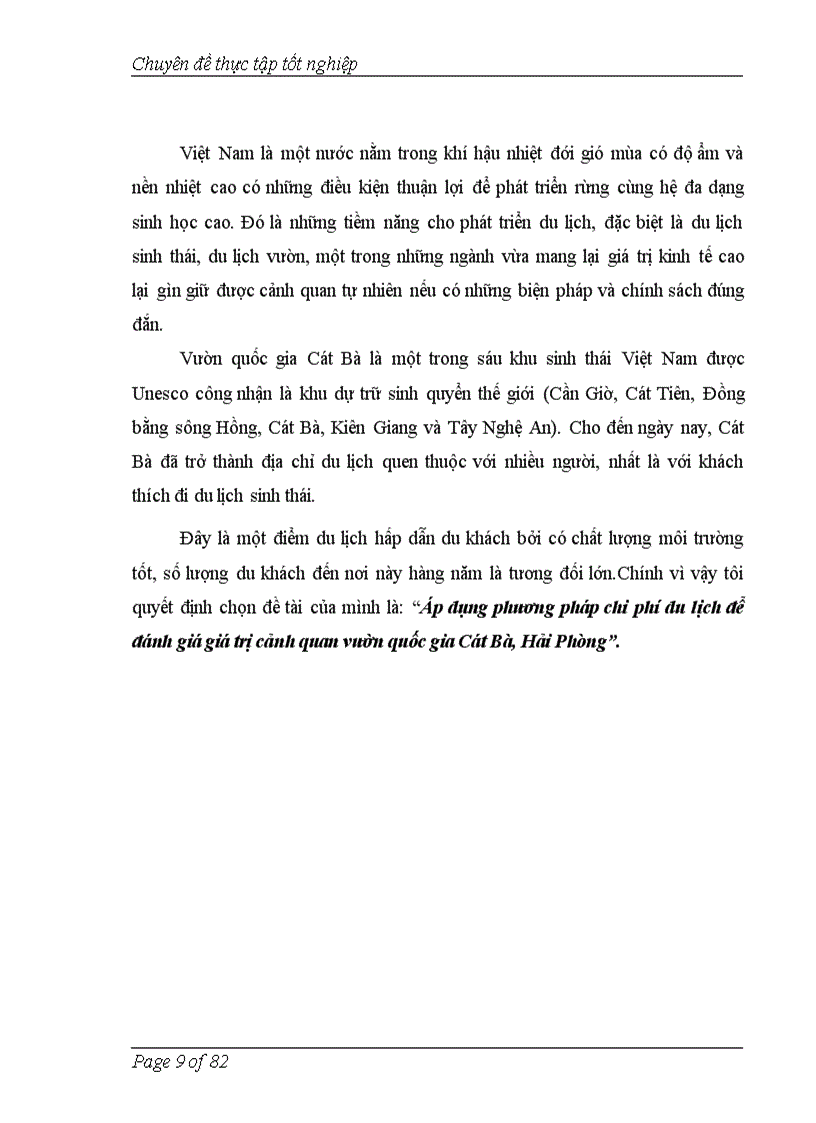 image for page Áp dụng phương pháp chi phí du lịch để đánh giá giá trị cảnh quan vườn quốc gia Cát Bà Hải Phòng