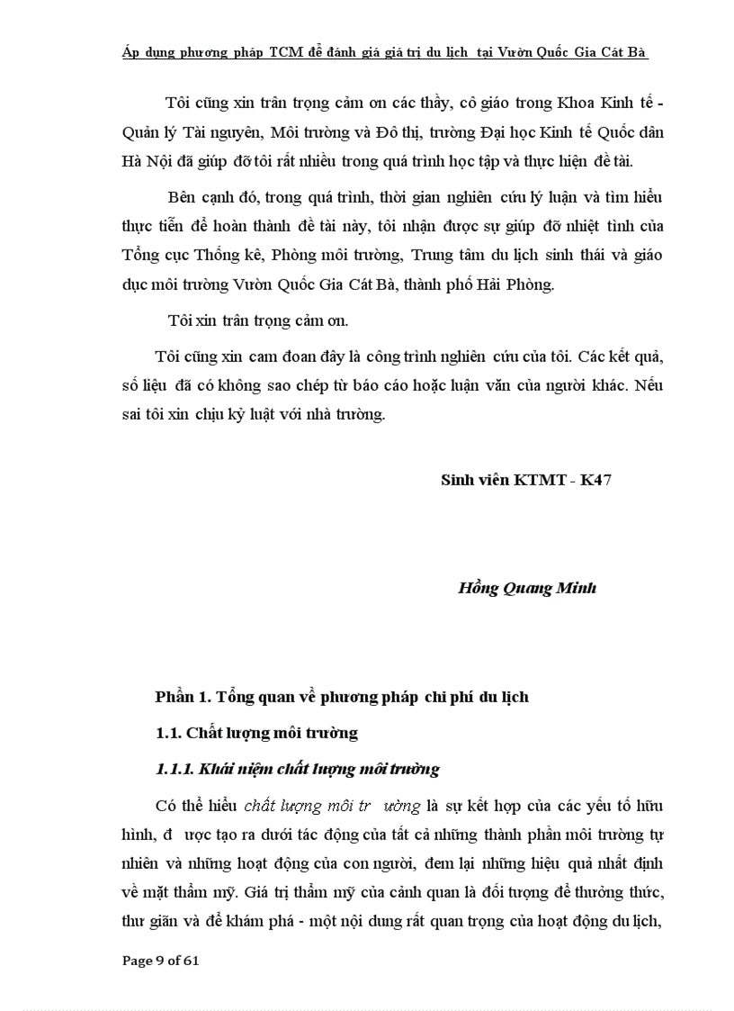 image for page Áp dụng phương pháp TCM để đánh giá giá trị du lịch tại Vườn Quốc Gia Cát Bà tp Hải Phòng