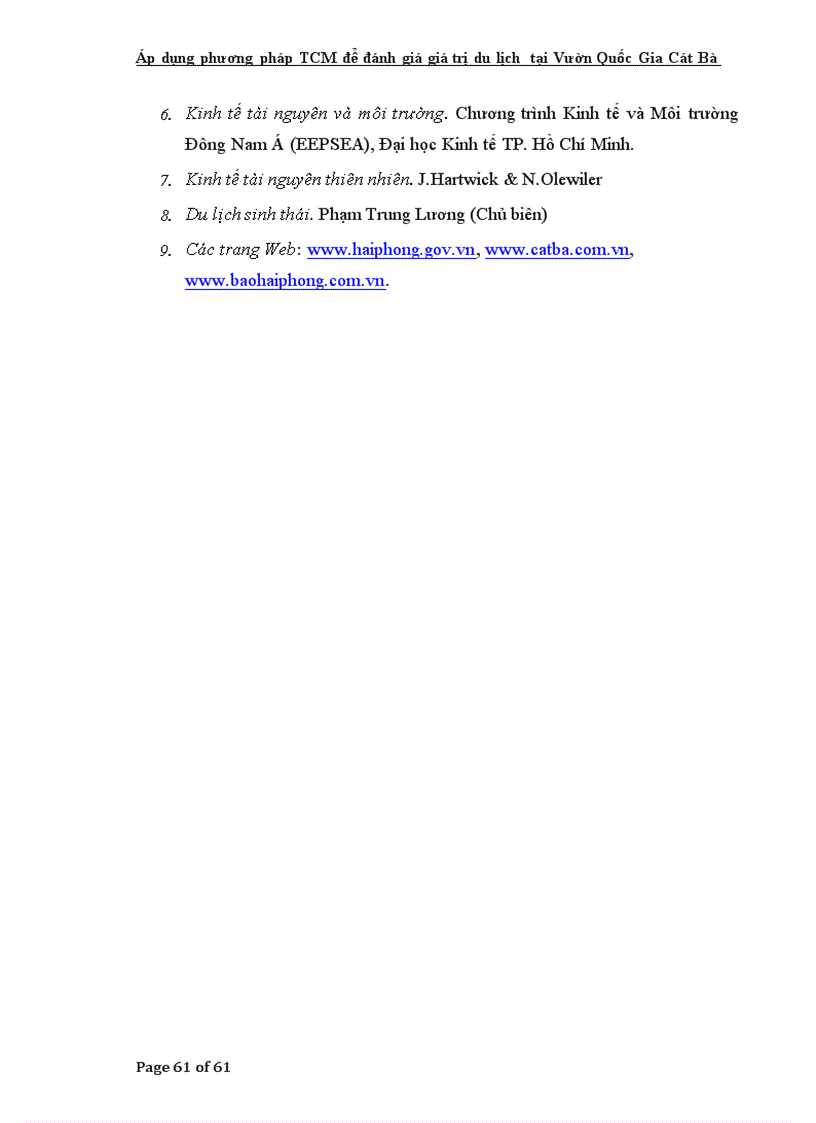 image for page Áp dụng phương pháp TCM để đánh giá giá trị du lịch tại Vườn Quốc Gia Cát Bà tp Hải Phòng