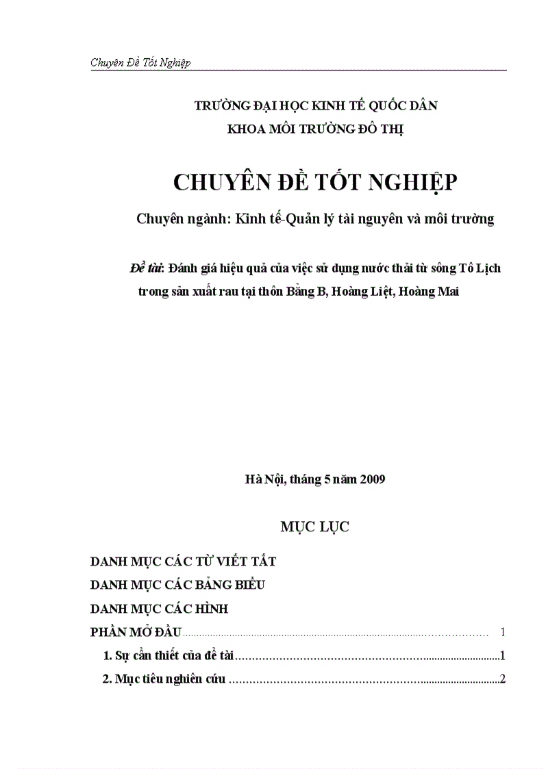 image for page Đánh giá hiệu quả của việc sử dụng nước thải từ sông Tô Lịch trong sản xuất rau tại thôn Bằng B Hoàng Liệt Hoàng Mai