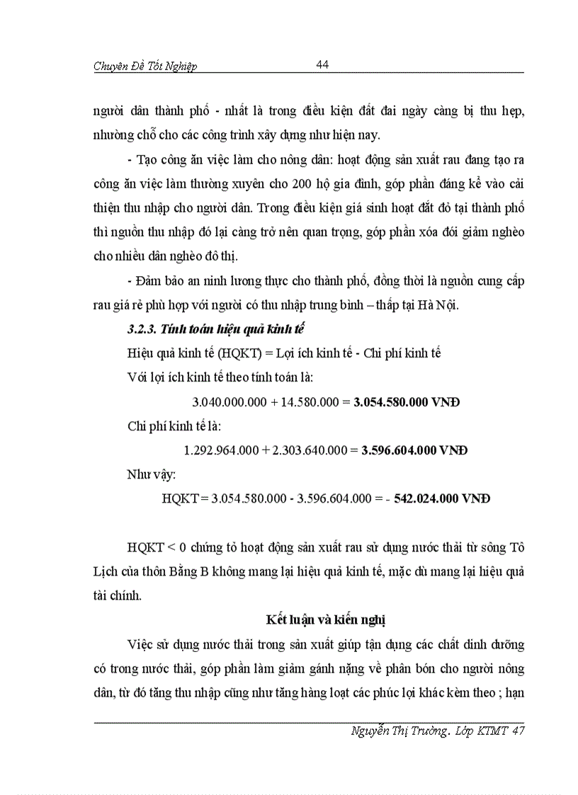 image for page Đánh giá hiệu quả của việc sử dụng nước thải từ sông Tô Lịch trong sản xuất rau tại thôn Bằng B Hoàng Liệt Hoàng Mai