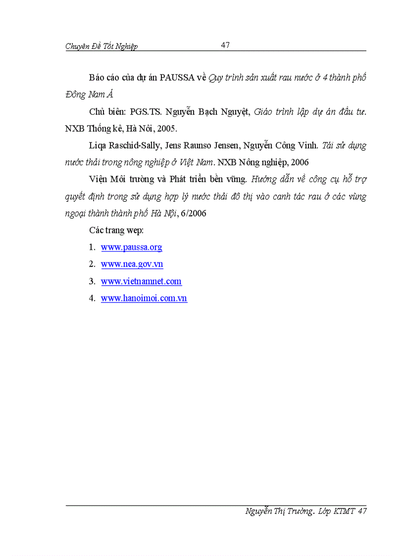 image for page Đánh giá hiệu quả của việc sử dụng nước thải từ sông Tô Lịch trong sản xuất rau tại thôn Bằng B Hoàng Liệt Hoàng Mai