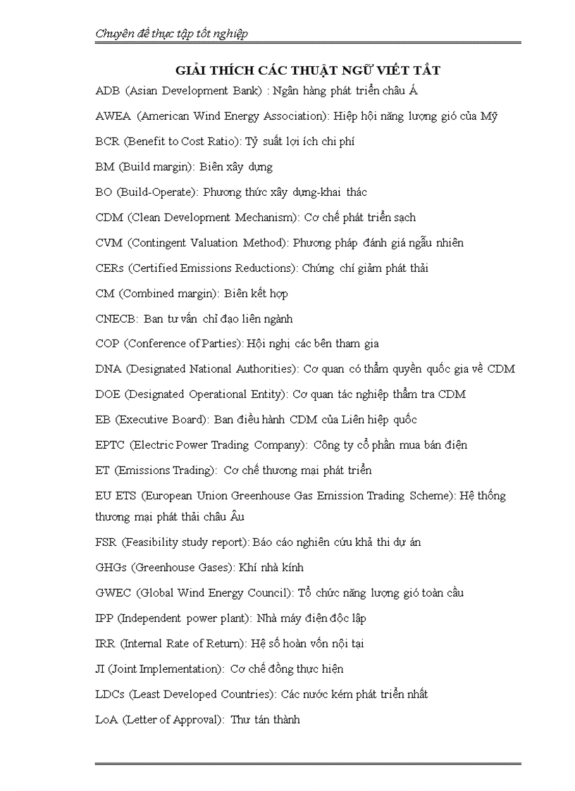 image for page Đánh giá hiệu quả dự án đầu tư xây dựng công trình Phong điện 1 Bình Thuận theo Cơ chế phát triển sạch 1