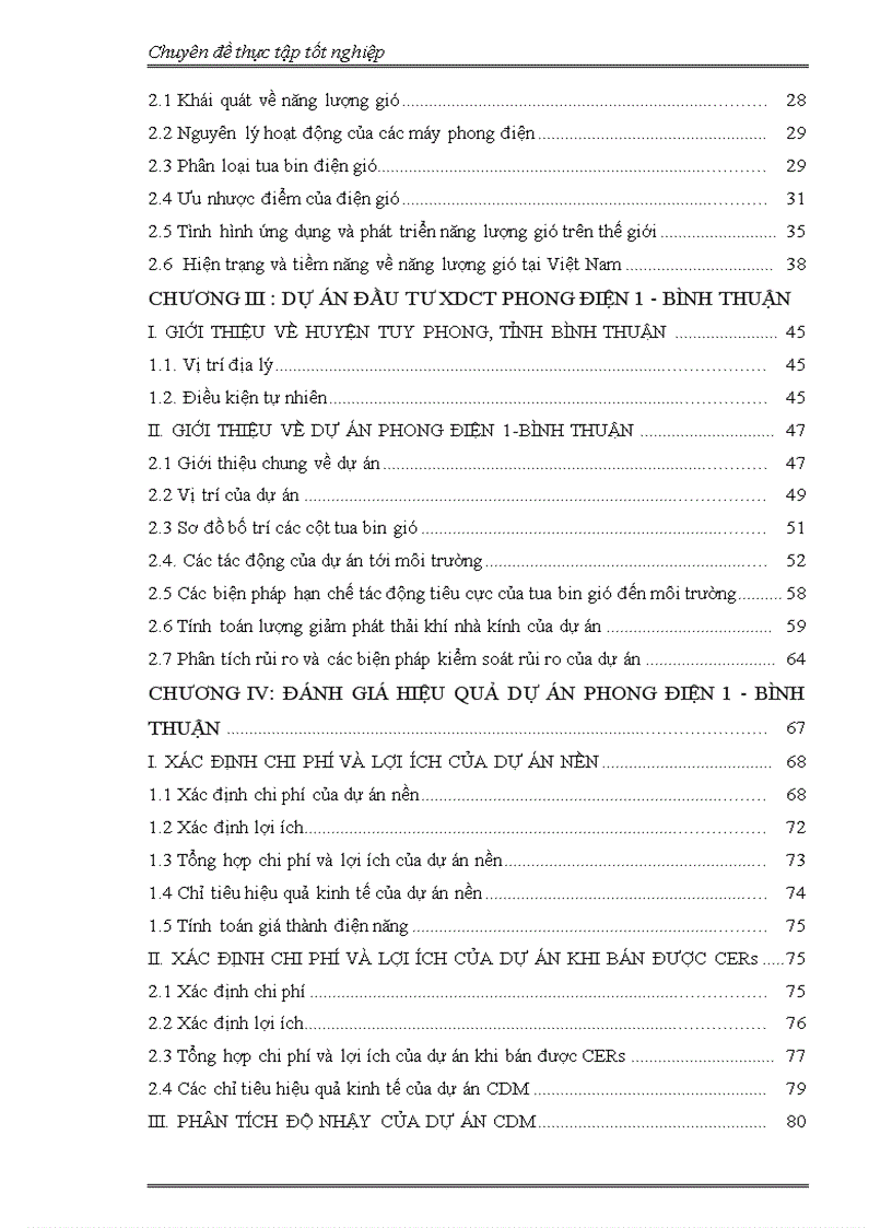 image for page Đánh giá hiệu quả dự án đầu tư xây dựng công trình Phong điện 1 Bình Thuận theo Cơ chế phát triển sạch 1