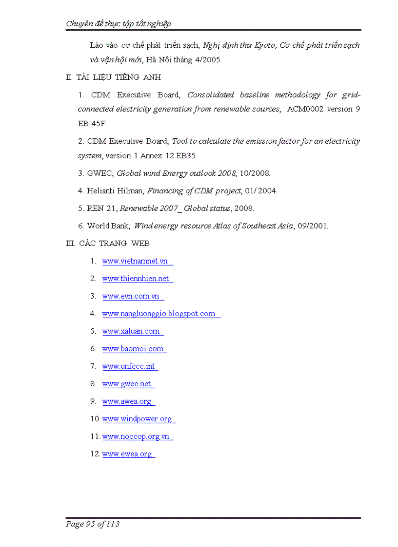 image for page Đánh giá hiệu quả dự án đầu tư xây dựng công trình Phong điện 1 Bình Thuận theo Cơ chế phát triển sạch 1