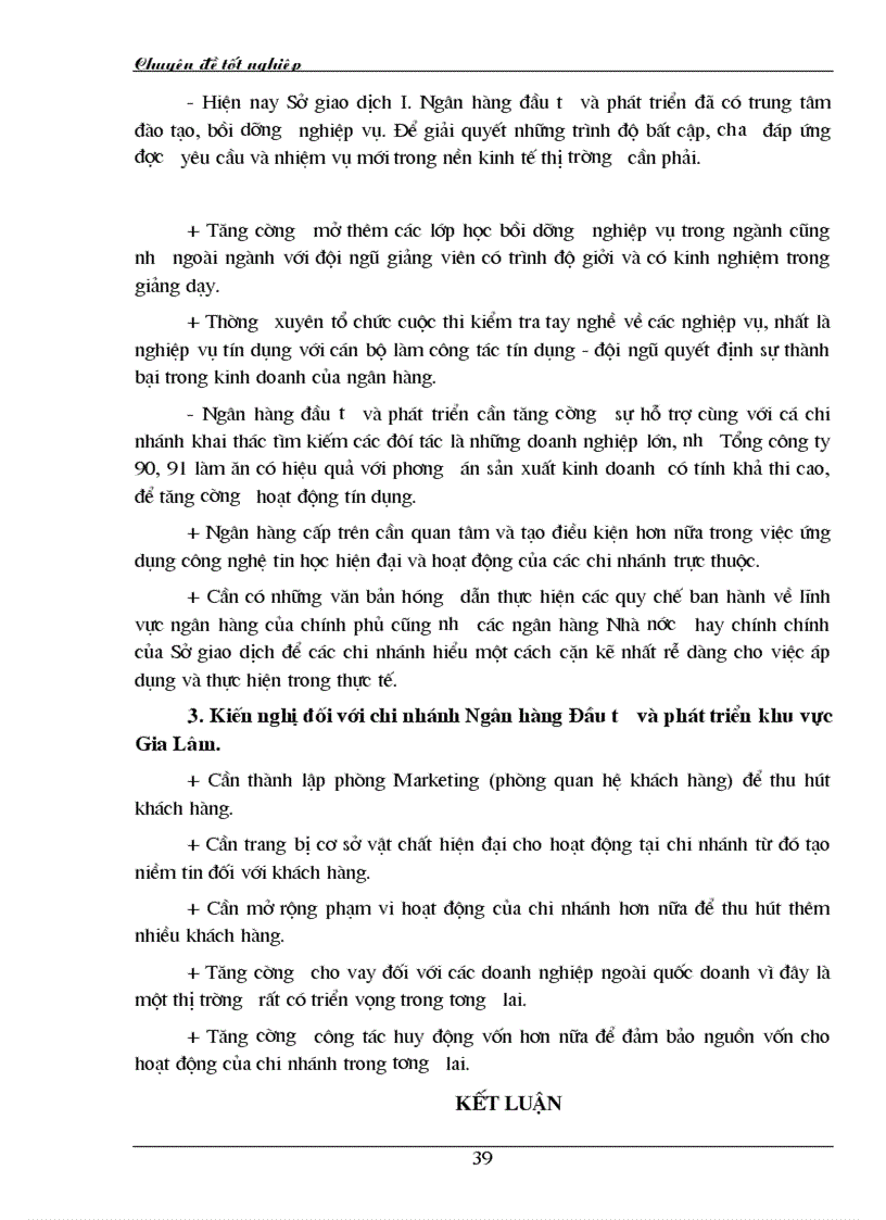 image for page Hoạt động tín dụng của chi nhánh Ngân hàng đầu tư và Phát triển khu vực Gia Lâm