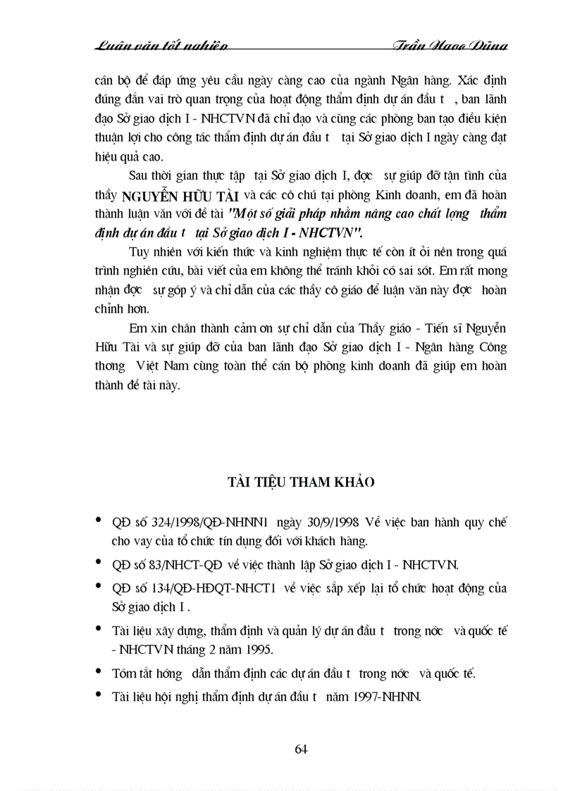 image for page Một số giải pháp nâng cao chất lượng thẩm định dự án đầu tư tại Sở giao dịch I Ngân hàng Công thương Việt Nam 1