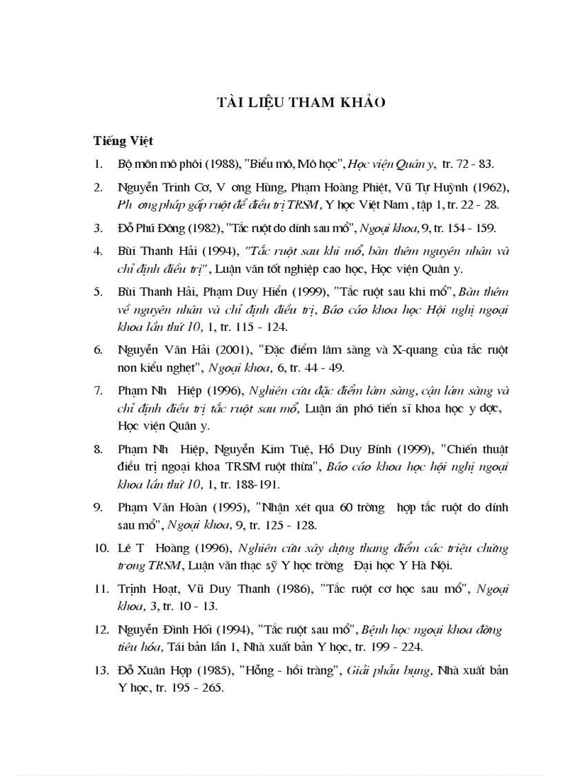 image for page Nghiên cứu kết quả sớm điều trị tắc ruột sau mổ tại bệnh viện Việt Đức từ tháng 1 2000 đến 12 2002 1